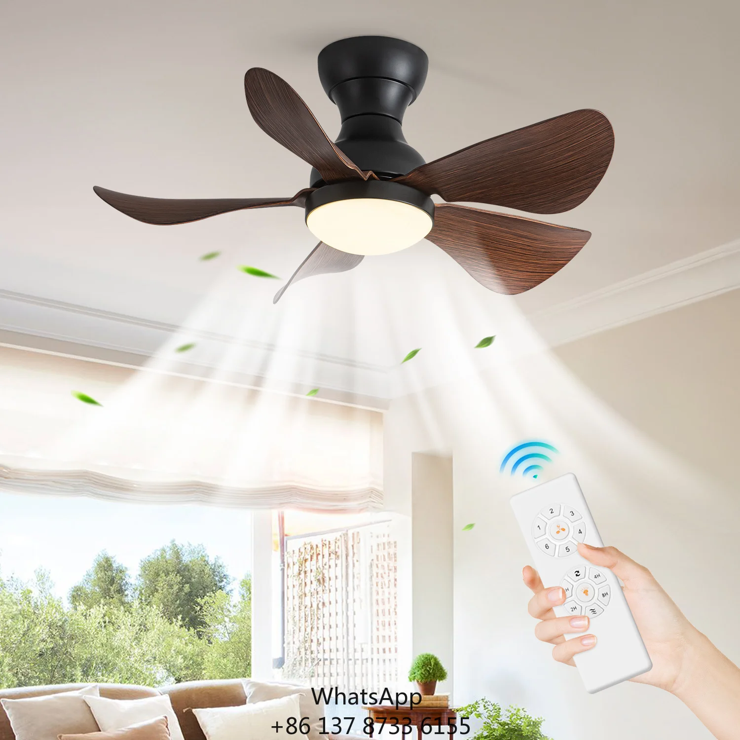 Multi Style 5 Blades Metal Modern DC Motor 6-Speed Energy-Saving Quiet Operation Living Room Bedroom Decoration Led Ceiling Fan