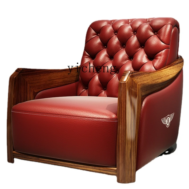 

Xl Ugyen Wood Single-Seat Sofa Chair Leather First Layer Wingback Chair Single Sofa