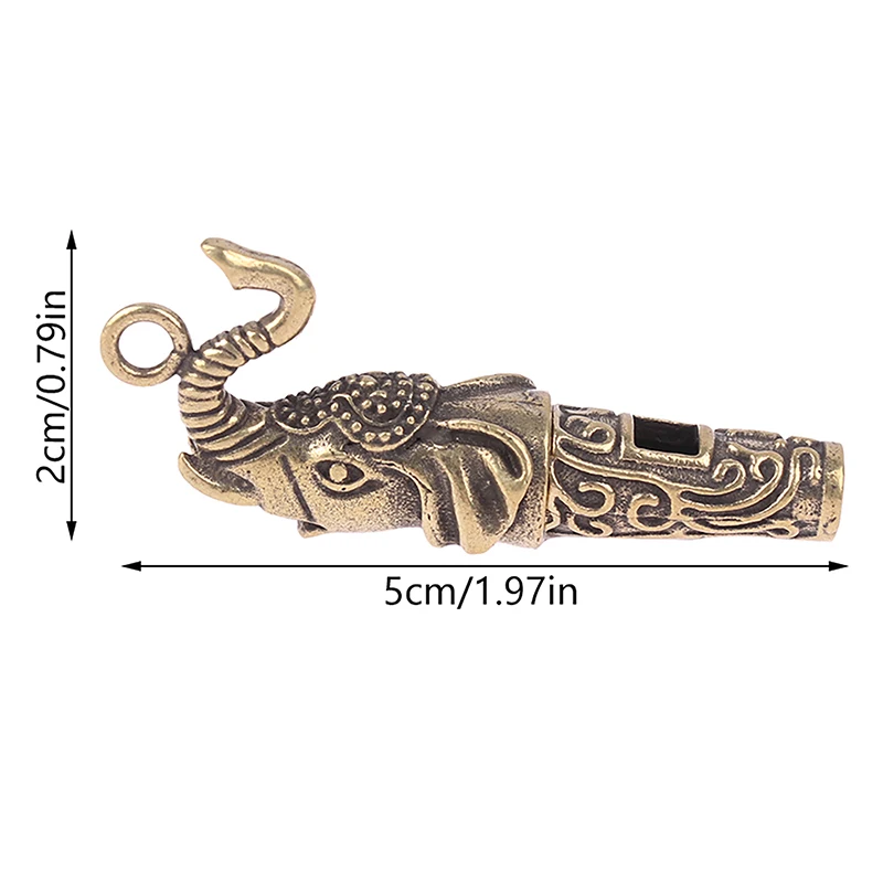 1Pc Brass Elephant Survival Whistle Metal Treble Training Wilderness Survival Pendant Elephant Whistle Antique Keychain Outdoor