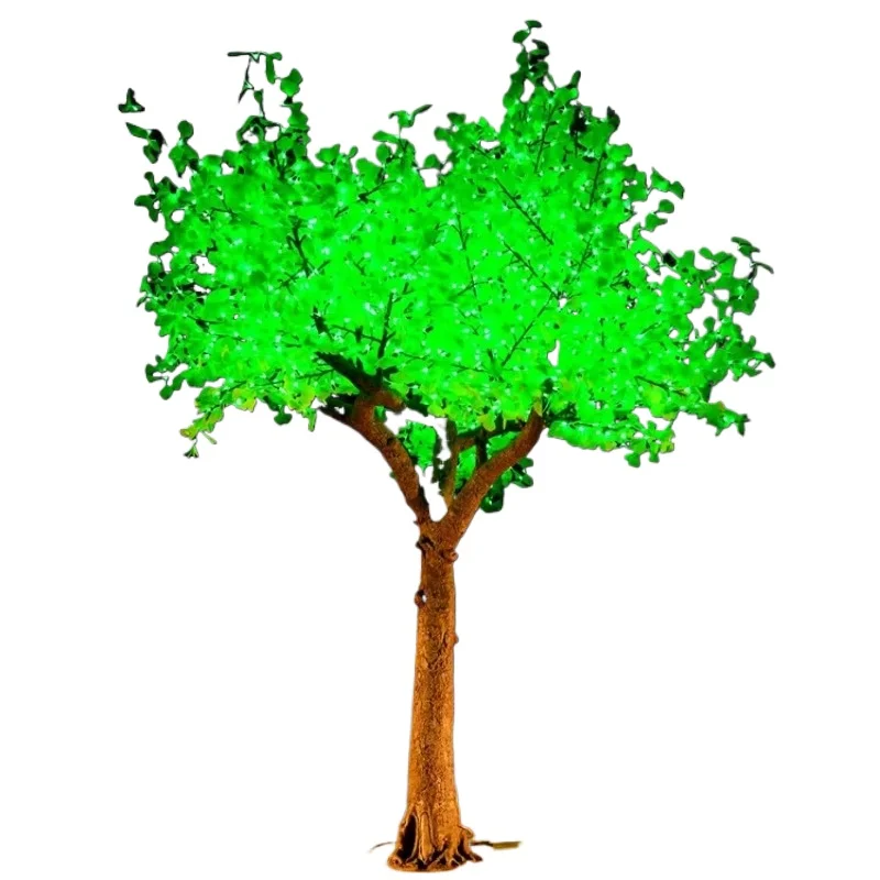 Hot Sale Outdoor Garden Landscape Ornaments Christmas Decorations 13ft Faux Large Ginkgo Green Diodes