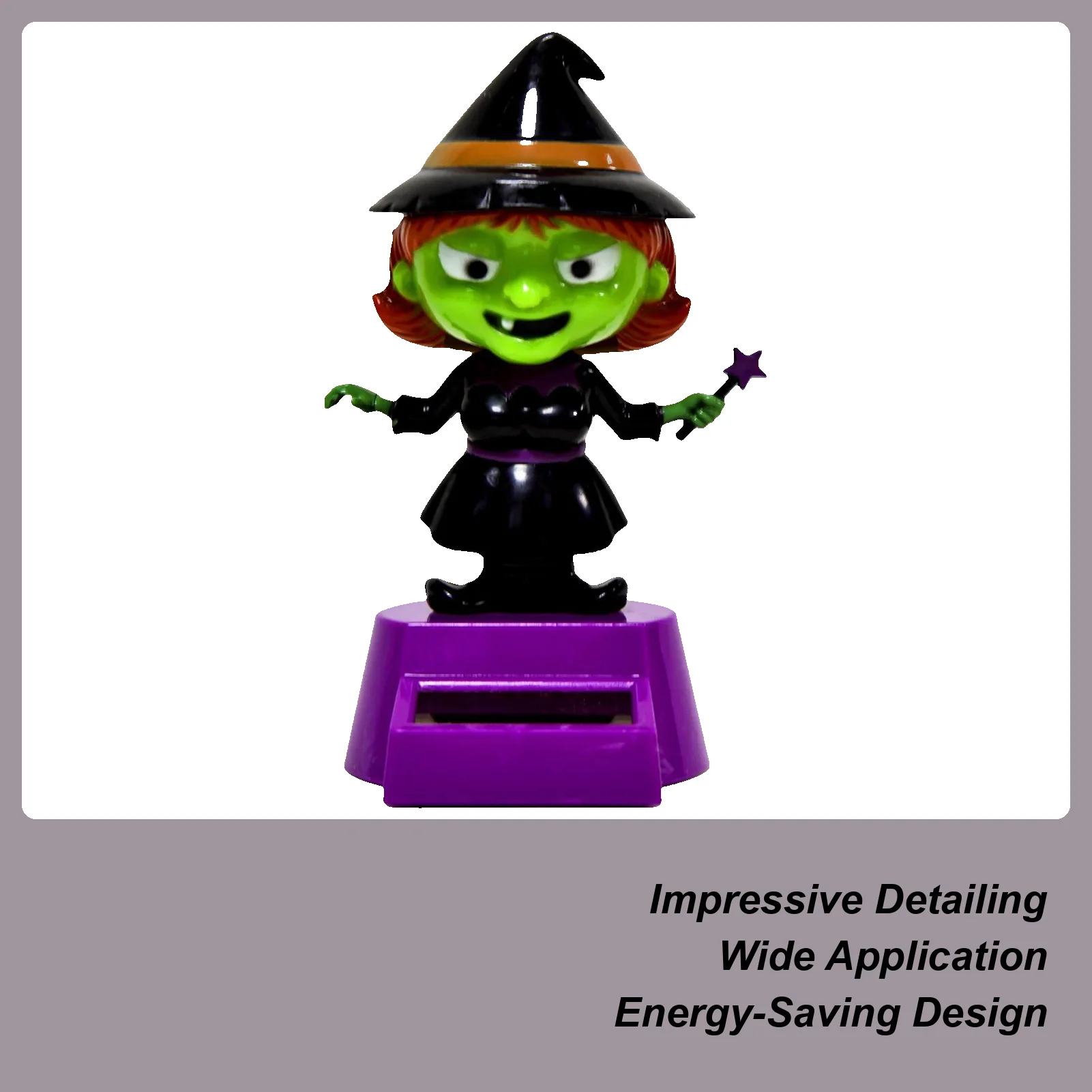 

Halloween Car Dashboard Decorations Car Ornaments For Dashboard Witch Solar-Powered Shaking Head Interior Ornament For Halloween