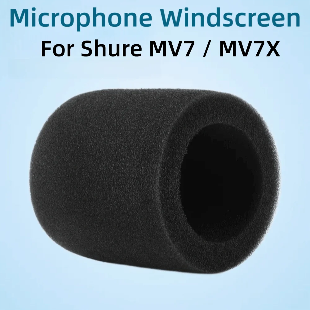 Replacement Mic Windscreen Cover Flocked Sponge Foam Windproof Microphone Cover Pop Filter Cover for Shure MV7 / MV7X