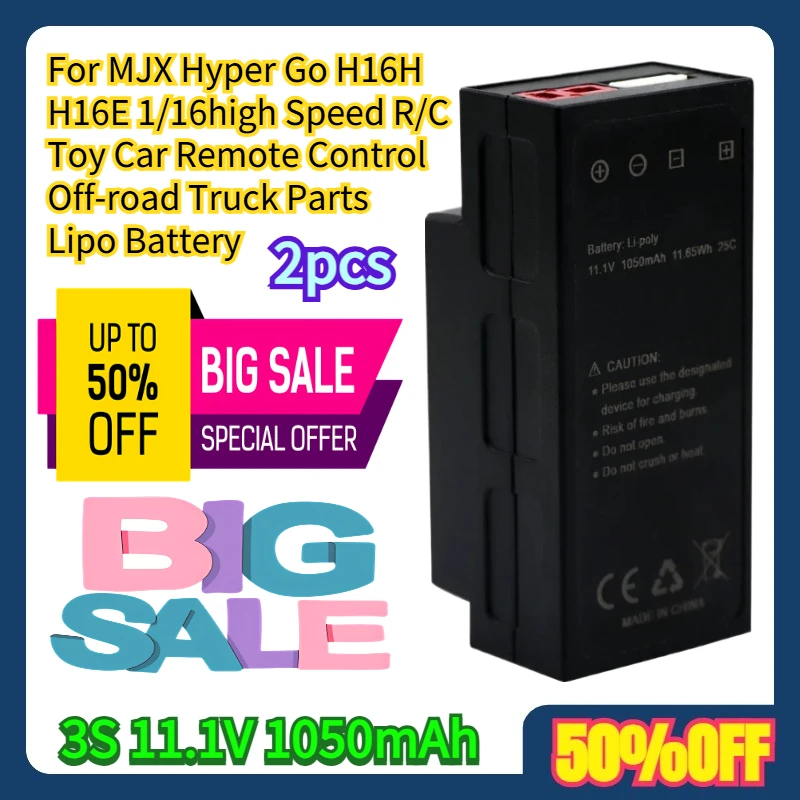 

2pcs For MJX Hyper Go H16H H16E 1/16high Speed R/C Toy Car Remote Control Off-road Truck Parts 3S 11.1V 1050mAh Lipo Battery