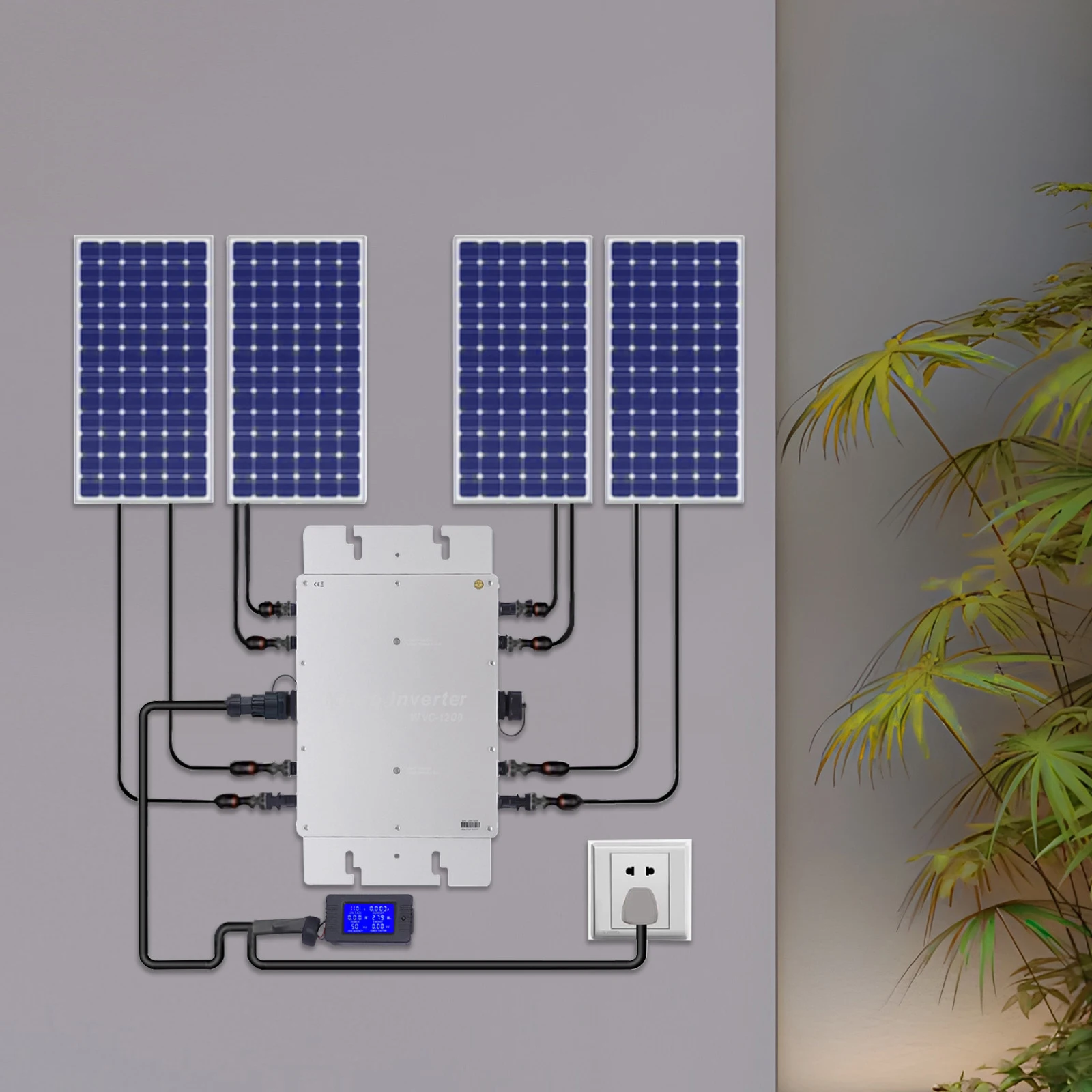 BYMAOCAR 1200 واط الشمسية شبكة التعادل مايكرو العاكس ، مقاوم للماء IP65 ، ث/التيار المتناوب مراقبة البيانات شاشة LCD للوحة طاقة شمسية 30 فولت 36 فولت #4