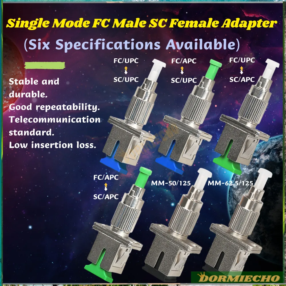 Chất Lượng Cao FC-SC Lai Bộ Chuyển Đổi Cáp Quang Adapter Cho FC Nam Để SC Nữ Khớp Nối Chế Độ Đơn Giảm Suy Hao Chèn