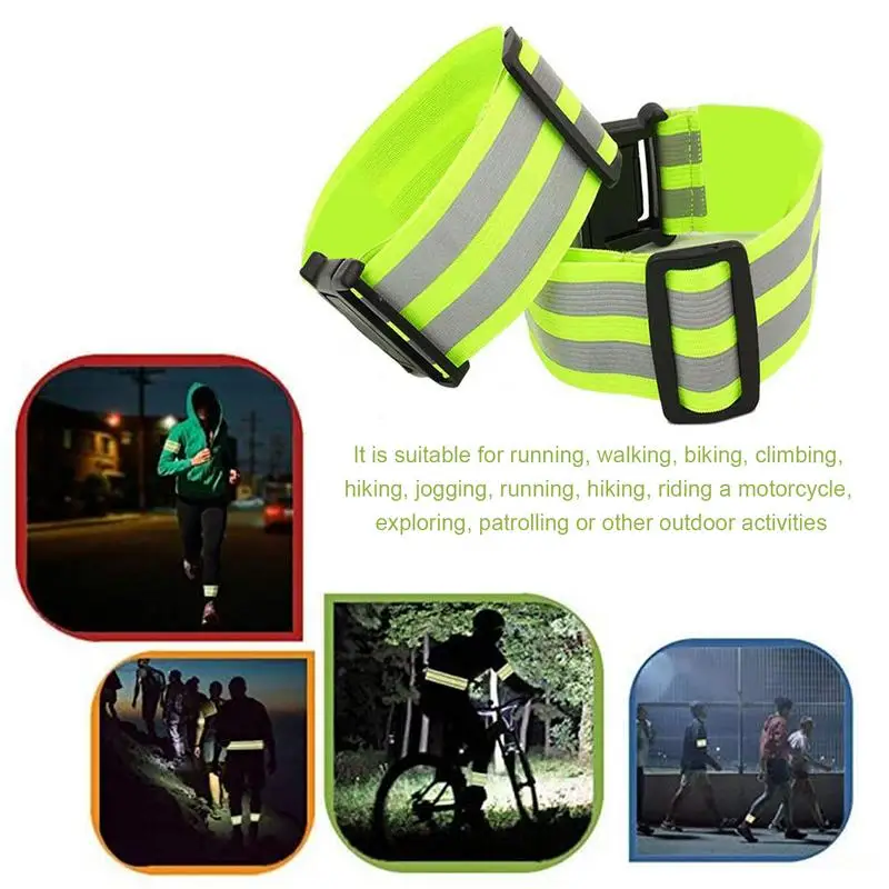 Running Reflective Arm Bands for Wrist Ankle Leg Reflector Armband Night Cycling Safety Light Tape Bracelet Strap