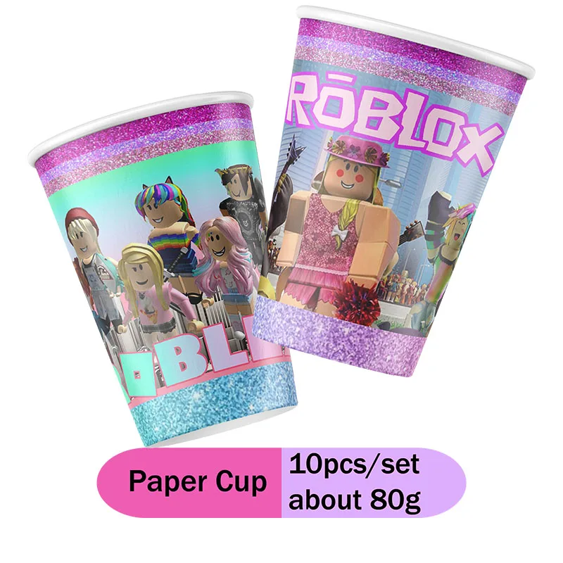 Sandbox Building Game Robloxed Pink Theme Birthday Party Decoration Balloon Event Supplies Tableware Banner Background