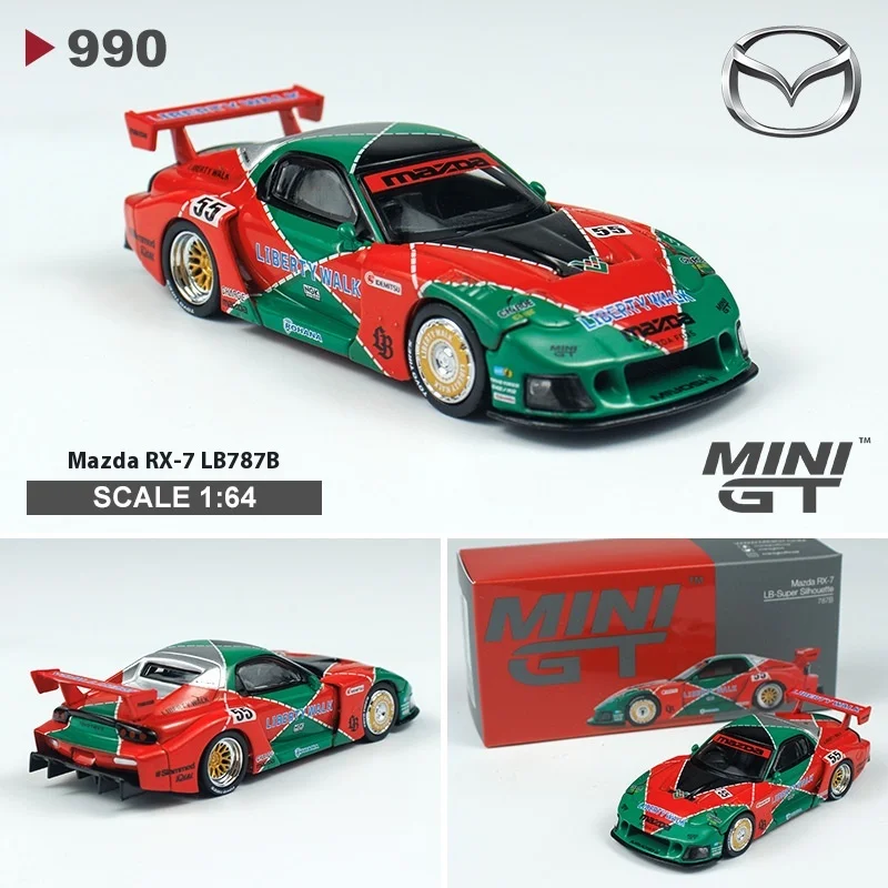 متوفر 1/64 Minigt نموذج سيارة مازدا RX-7 787B RE Advan LB-Super AZ-1 FD3S سبيكة سيارات نموذج جمع تصميم هدية عيد ميلاد اللعب