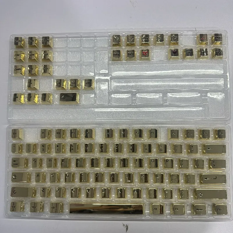 Tutup Tombol Logam Campuran Aluminium Tutup Kunci Titik Profil Ceri Kustom Tutup Tombol Desain Pengrajin Emas Cermin Emas Matte untuk Gamer