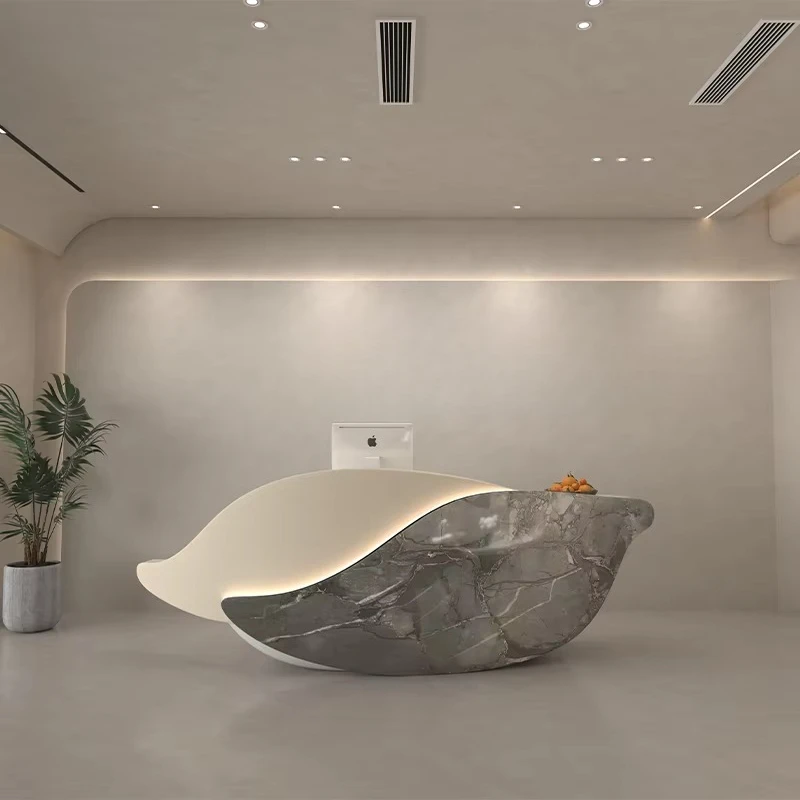 us- Salon Front Desk Imitation Marble Art  Nail Salon Clothing Store Barber Shop Creative Office Hotel Gym  Reception Desk！