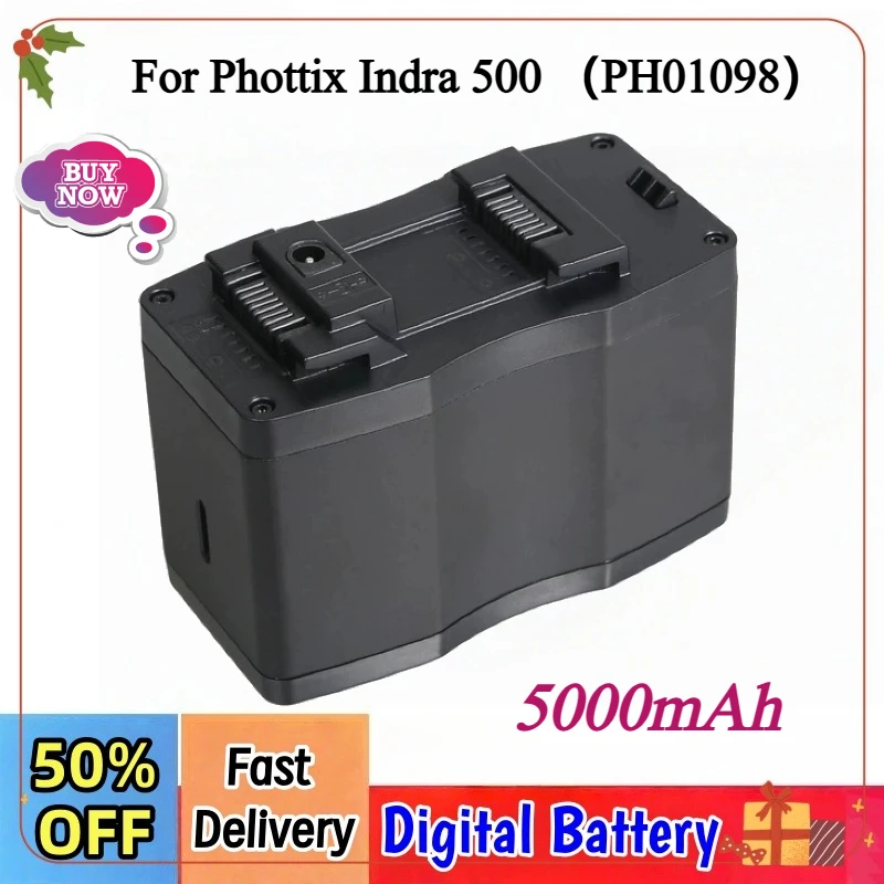 

5000mAh Lithium-Ion Cell PH01098 Rechargeable Battery For Phottix Indra 500 TTL External Shooting Light/studio Light