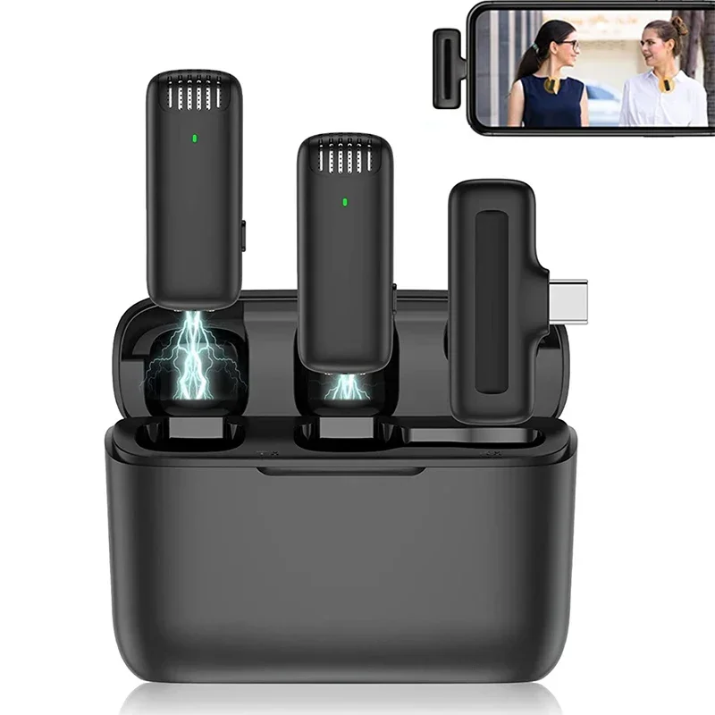 J13 Draadloze Lavalier Microfoon Met Oplader Case Draagbare Audio Video-Ontvanger Mini Mic Voor Iphone Android Tablet Gaming Live