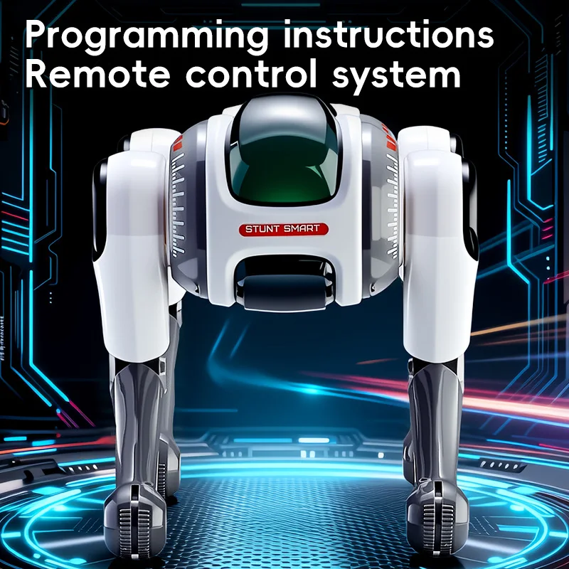 Stunt Smart Remote Control Robot Dog Dual Remote AI Voice Interaction Programmable Stunt Flip Toy For Boys Kids Intelligent Pet