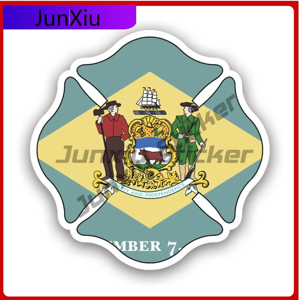 

Наклейка в форме мальтийского креста штата Делавэр, крутая водонепроницаемая виниловая наклейка на окно для ноутбуков, забавная уличная наклейка высокого качества для защиты на открытом воздухе