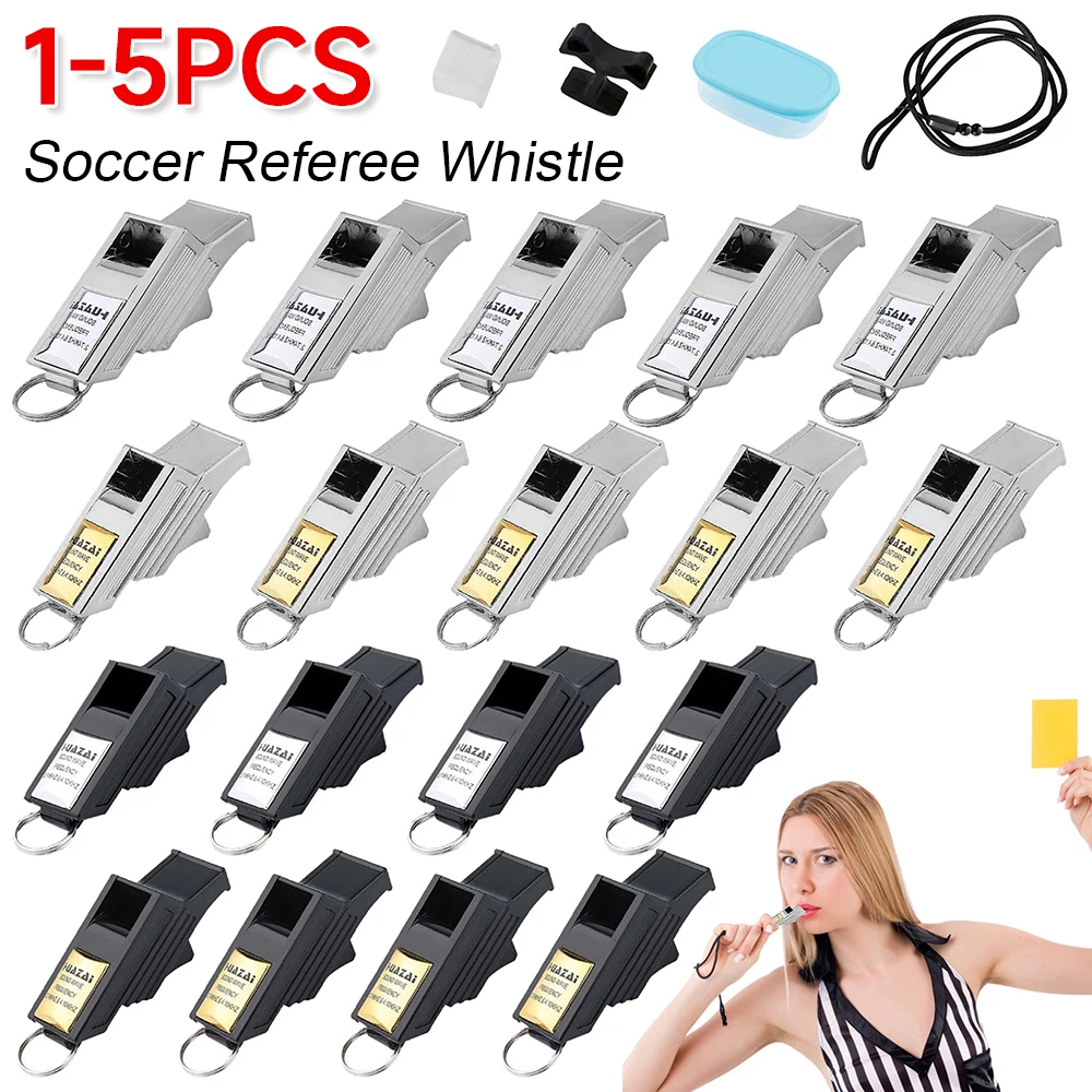 Professional Soccer Referee Whistles Grey/Silver Big Sound football Whistles Seedless Plastic Whistles Basketball Whistles