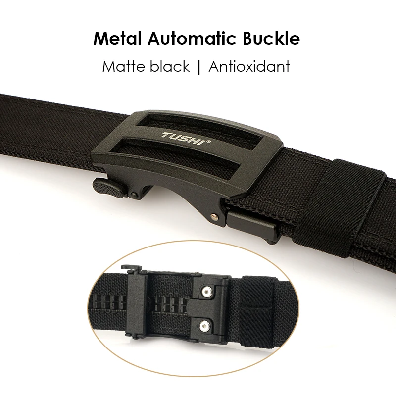 VATLTY 110cm/120cm Tactical Outdoor Belt for Men Thick Nylon Rigid Casual Belt Metal Automatic Buckle Adjustable Work Belt