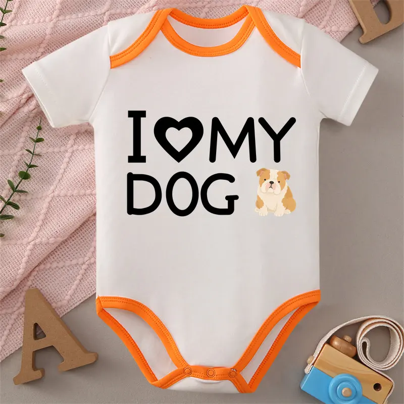 100% Cotton Onesie I Love My Dog Beagle/ Poodle Print Bodysuit Comfortable Cloth for Baby Jumpsuit for 0 To 12 Months Newborn