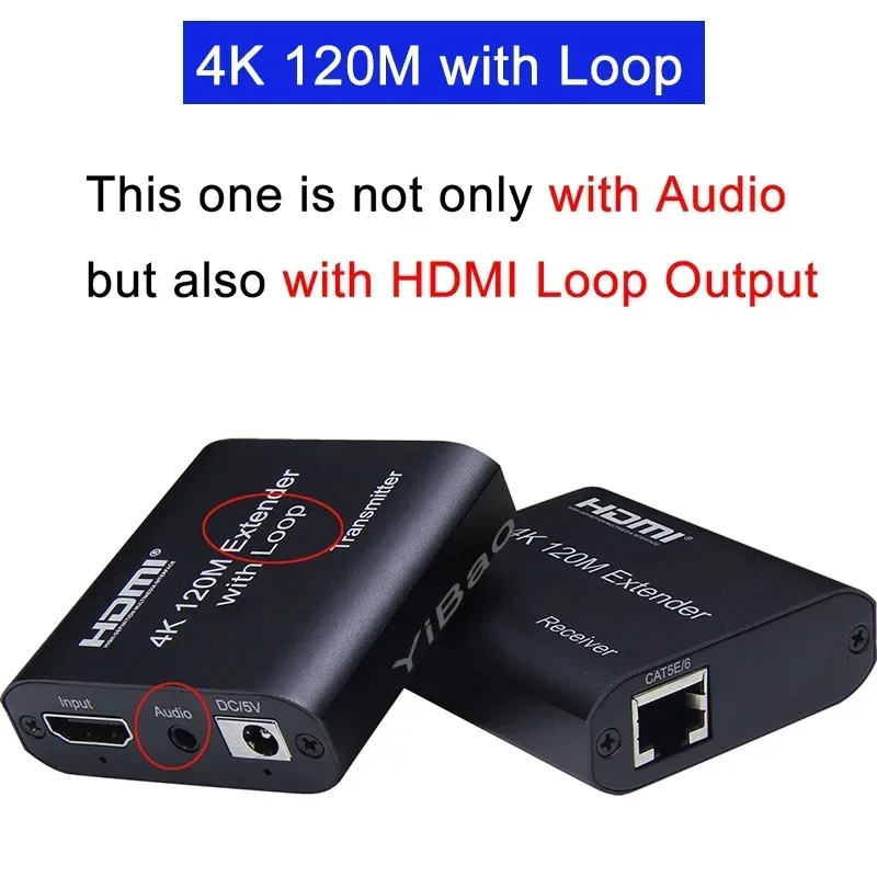 

4K 120M HDMI удлинитель аудио экстрактор ТВ-петля аудио-видео конвертер через кабель Rj45 Ethernet Cat6 Cat5e для PS4 ПК ноутбука к телевизору