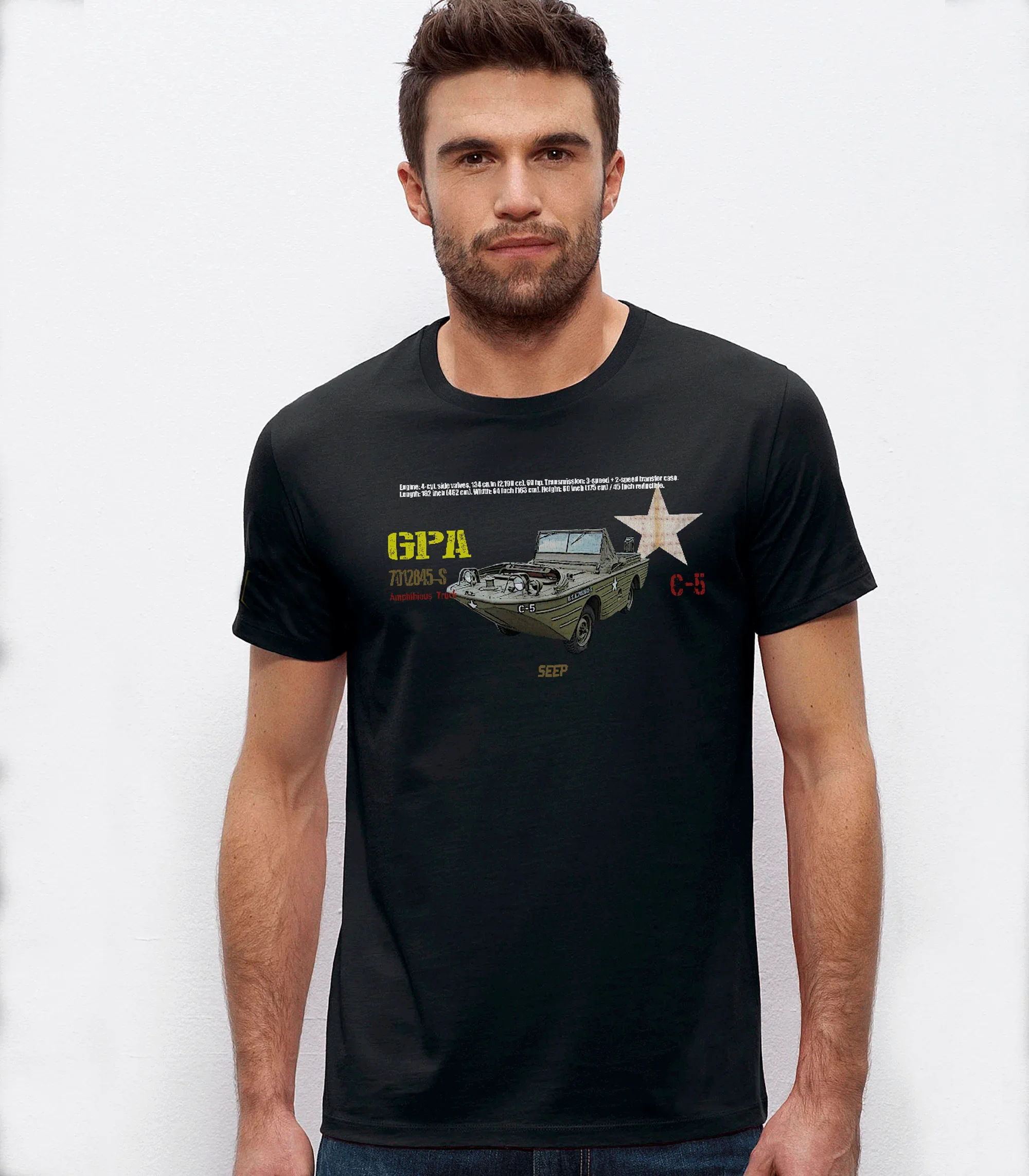 

US Army Amphibious Vehicle GPA Seep Truck T-Shirt 100% Cotton O-Neck Short Sleeve Summer Casual Mens T-shirt Streetwear