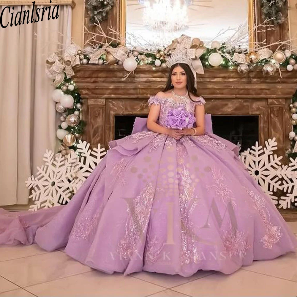 Sweet Lilac Lavender Quinceanera Dresses Sweet 15 Birthday Party Gowns Luxury Girl vestidos de 15 anos 2024