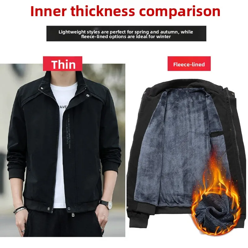 

Мужская повседневная куртка на подкладке из чистого хлопка с воротником-стойкой на весну и осень, теплая цветная верхняя одежда, дышащая Faion Ci Sle