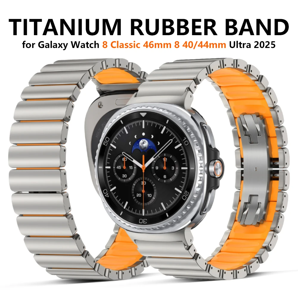 

Luxury Titanium Watchband for Samsung Galaxy Watch 8 44mm 40mm 8 Classic 46mm Ultra 2025 2024 47mm Metal Butterfly Buckle Correa