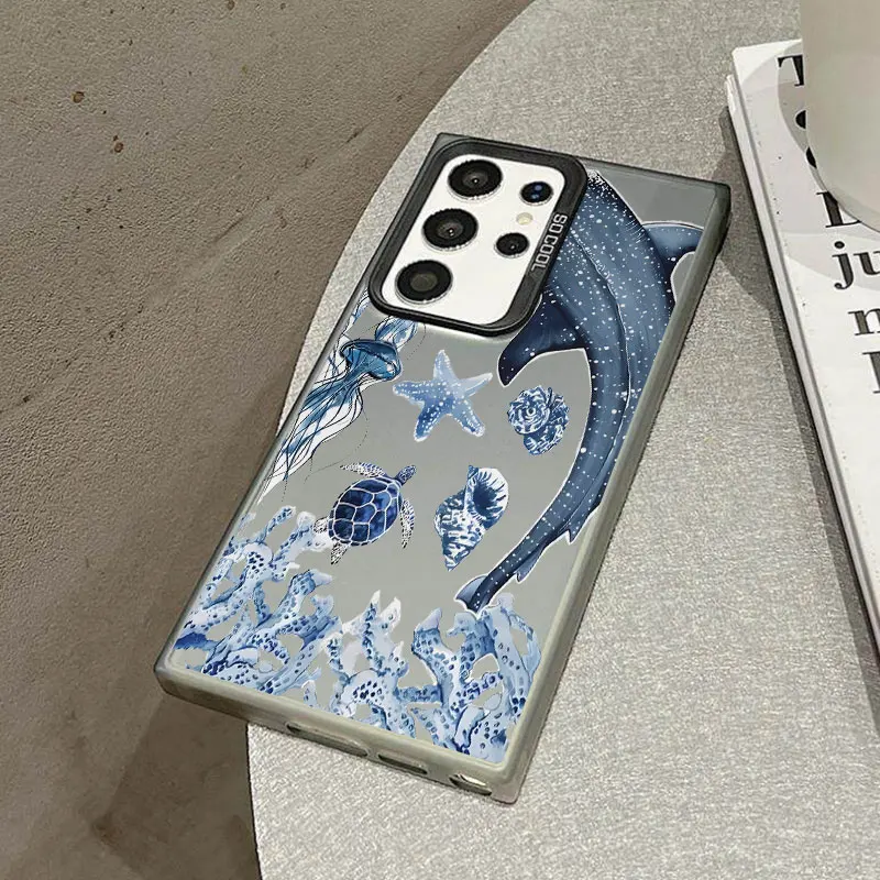 Sea Whale Phone Case For Samsung S26 S25 S24 A57 A56 A37 A36 A17 A16 A07 A06 Ultra Plus Laser PC+TPU Cases Cover-H998P1