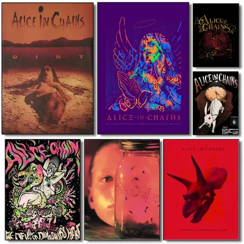 1 st retro musik Alice in Chains affisch papperstryck hem vardagsrum sovrum entré bar restaurang café konstmålning dekoration 10 best sales Alice i Underlandet dekorationer - №6
