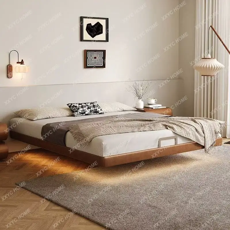 

Современная простая кровать GH Beech для небольшой квартиры, без изголовья, с гладкими краями, антикварная, подвесная, татами.