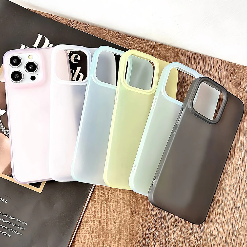 Fashion Soft Frosted Phone Case For iPhone 16 Pro Max Cases iPhone 11 16 12 13 14 15 Pro Max Matte Transparent Case Cover Bumper