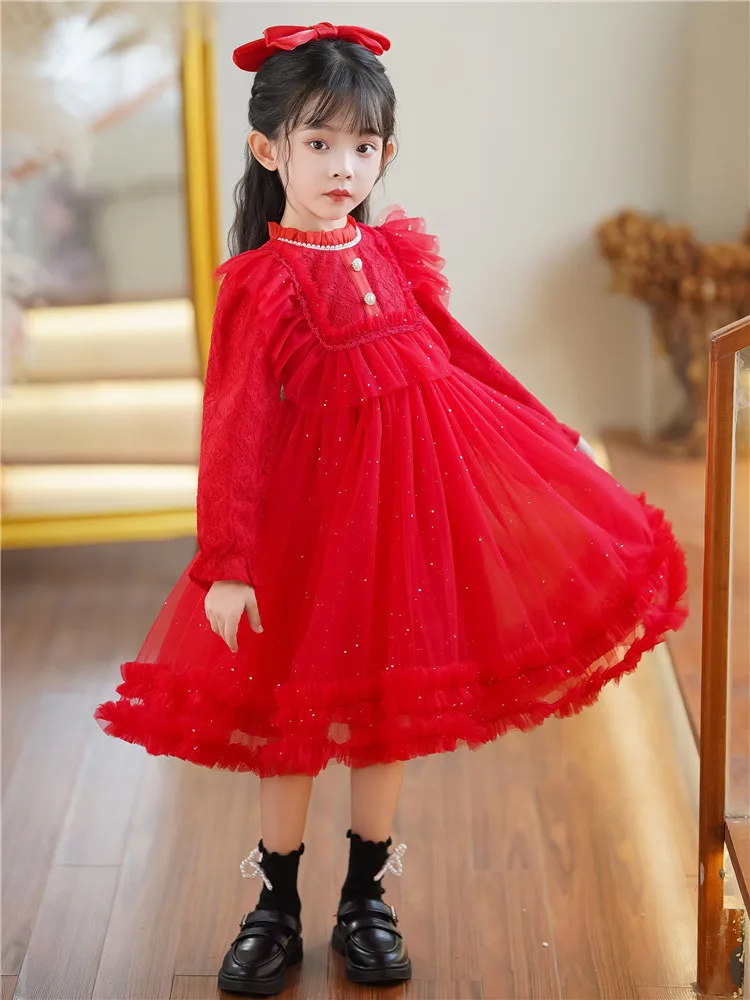 Girls\' dress Spring and Autumn New Baby lace net Yarn Cake skirt Rabbit princess dress