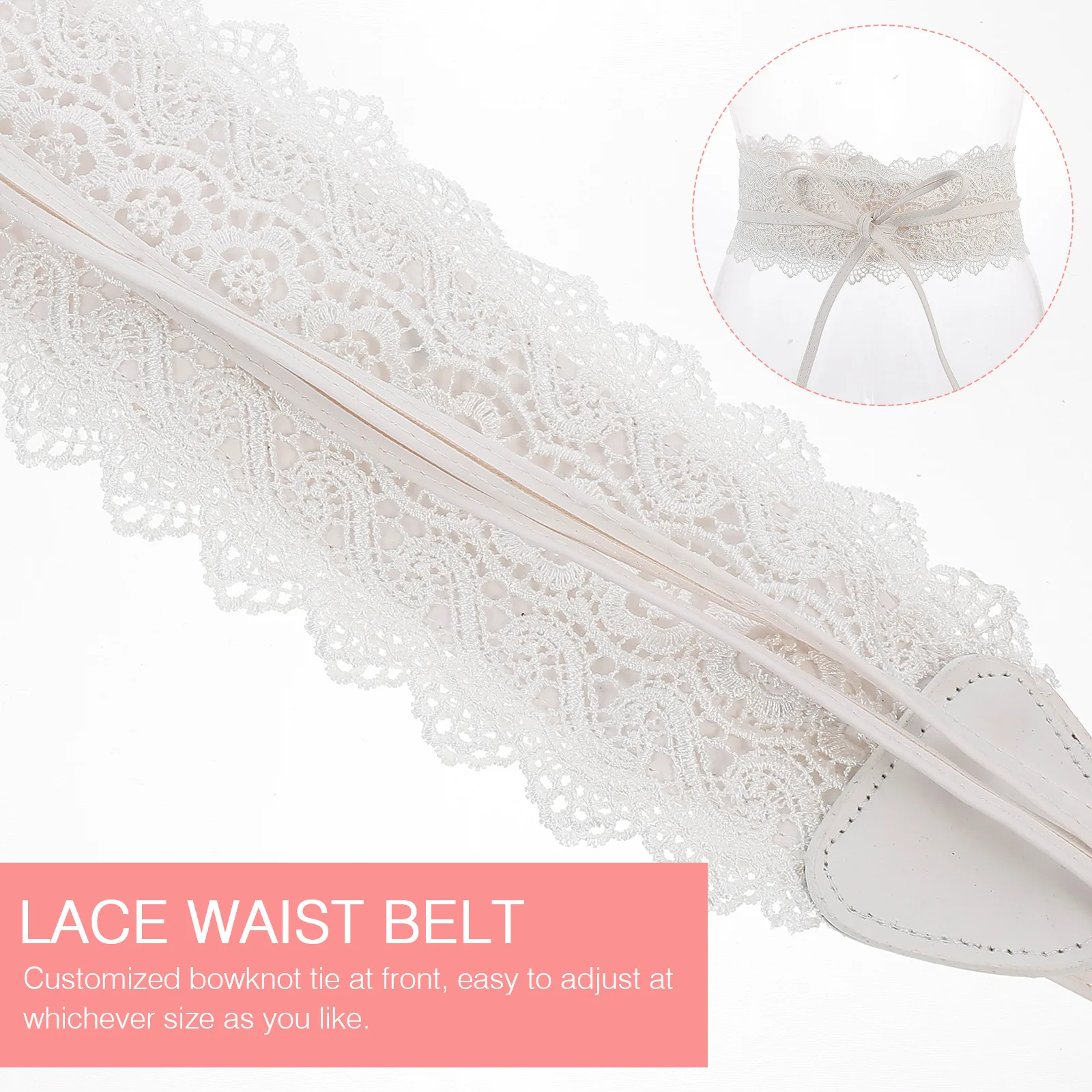 レディースホワイトレースウエストベルトワイドバンド調節可能な蝶結びタイドレス用スリムデコレーションコルセットベルトレースワイドバンド