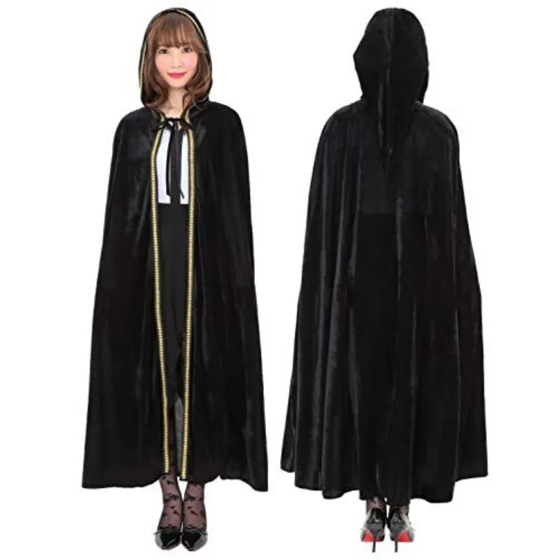Dark Wizard Style Hooded Cloak Stage Performance Shoulder Shawl Anime Role-playing Long Robe Cape for Women Autumn Fashion