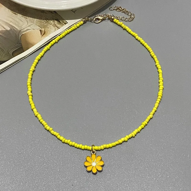 New Fashion flower Choker  Seed beads Necklace for Girl Women Pendant Collar Jewelry Gift for Friend Wholesale Necklace