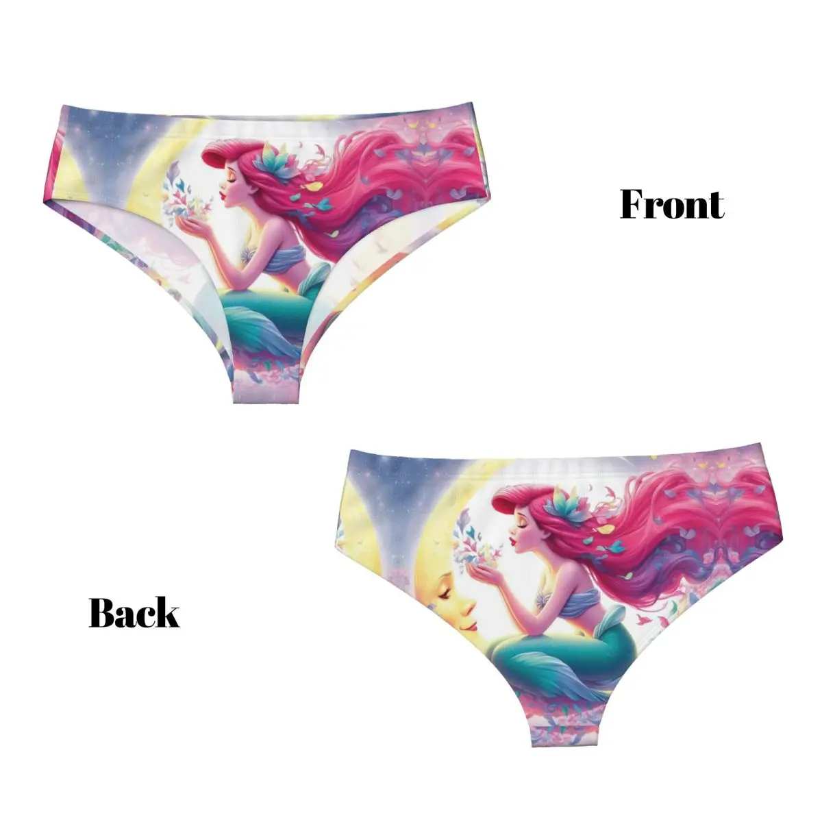 Benutzerdefinierte Ariel Die kleine Meerjungfrau künstlerische kurze Höschen Damen Stretch Unterwäsche