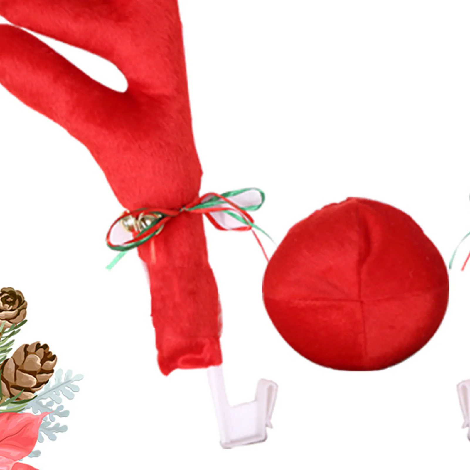 سيارة قرون الرنة الأنف مجموعة سيارة الرنة قرون الأنف مجموعة لطيف مضحك الرنة سيارة مجموعة مع أجراس لعيد الميلاد سيارة الديكور #6