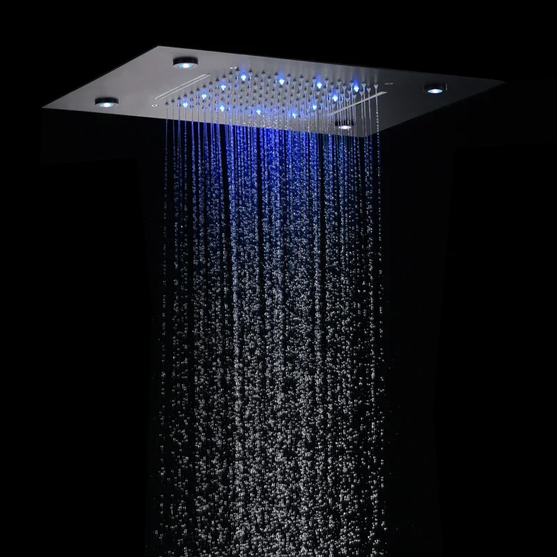 Pommeau de Douche Noir à LED, avec 3 Documents, Proxy de Température, 50x36 cm, 256