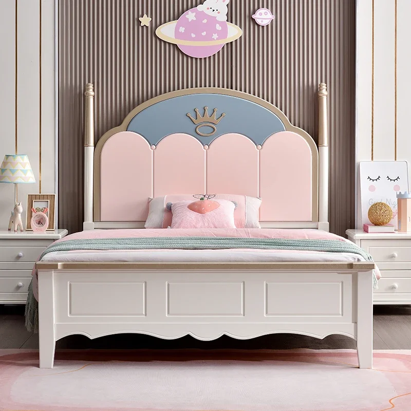 Design Wood Girls Double Bed Modern Frames Princess Space Saving Children Beds Loft Boys Cama Infantil Bedroom Furniture