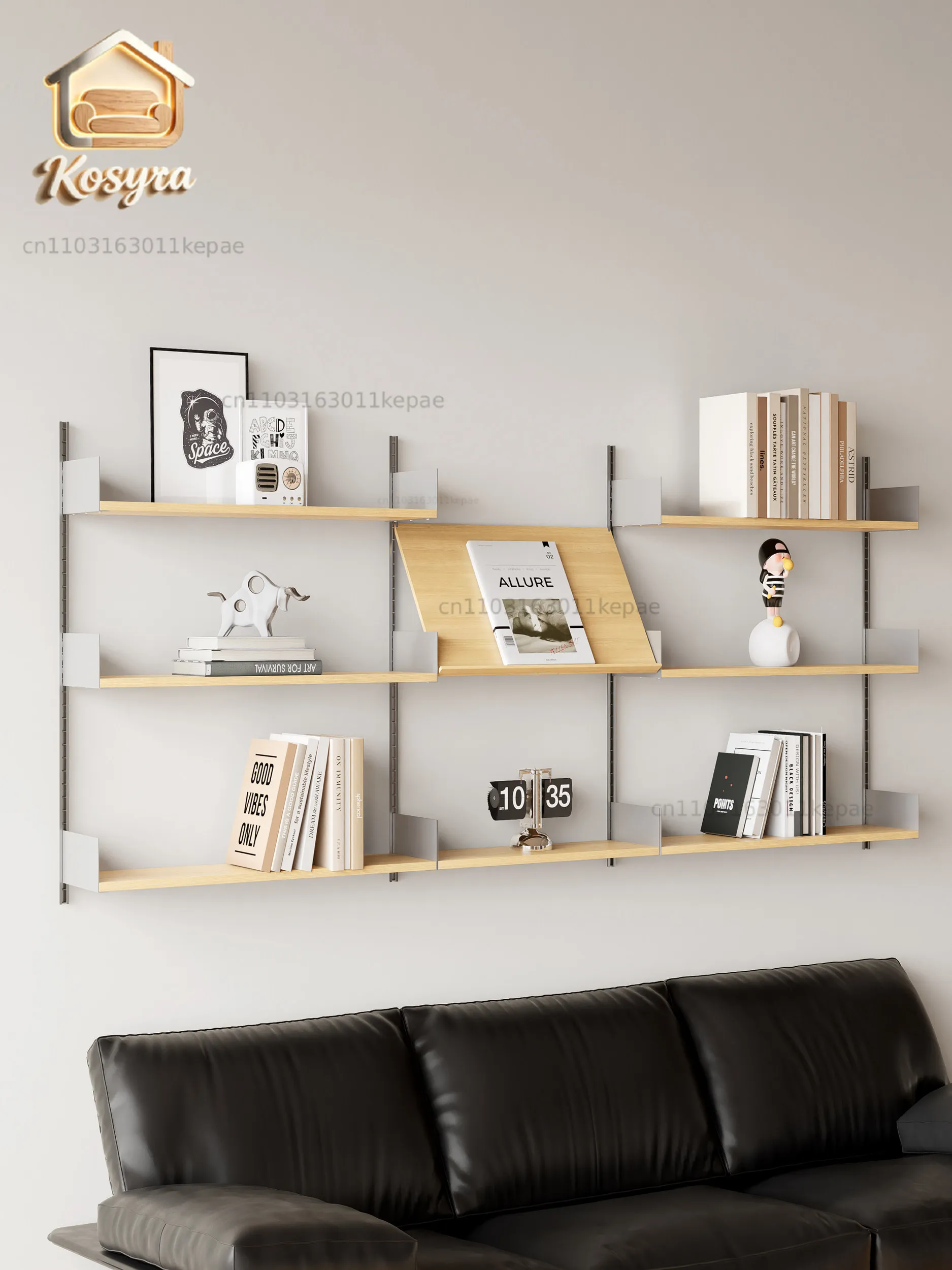 Fanmo log wind wall rack, dining side storage cup holder, living room adjustable wall hanging display rack, track bookshelf