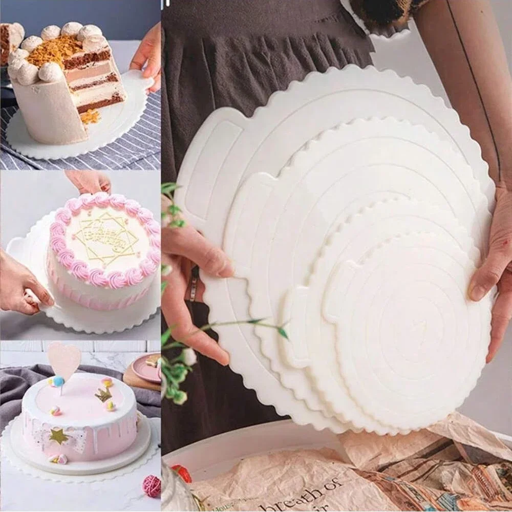 قاعدة كعك بلاستيكية قابلة لإعادة الاستخدام ، صينية حلوى ، ناعمة ، تنظيف ، عيد ميلاد ، المنزل ، الخبز ، الحفلات ، وسادة تزيين ، طعام ، 4 ، 6 ، 8 ، 10 ، 12 بوصة ، 1 VA #1