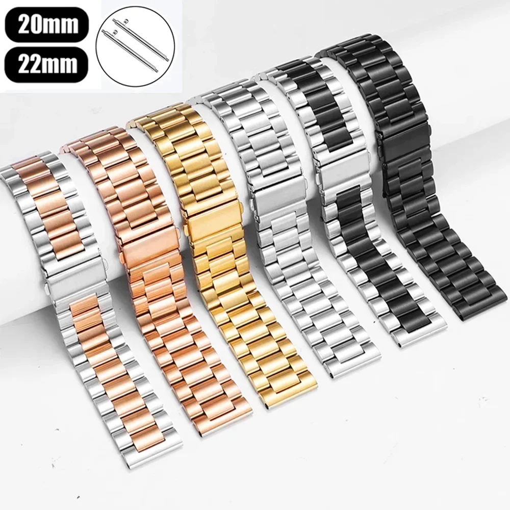 Stainless Steel band For Samsung Galaxy watch 7/FE/6/5 pro/4/Classic 20mm 22mm metal bracelet amazfit GTS-GTR-4-3-2e-mini strap