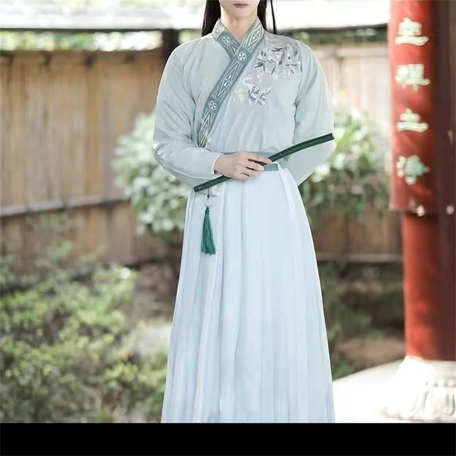 Hanfu ชุดจีนโบราณ3XL ผู้ชาย, ชุดคอสเพลย์ผู้หญิงสำหรับปาร์ตี้ฤดูร้อนชุดสีดำขนาดใหญ่สำหรับผู้ชายไซส์พิเศษ2XL XL