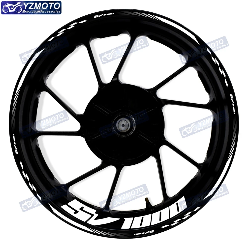 For Suzuki SV1000 Motorcycle Front And Rear 17 Inch Wheel Hub Sticker Logo Decal Waterproof Reflective Decorative Rim Stickers