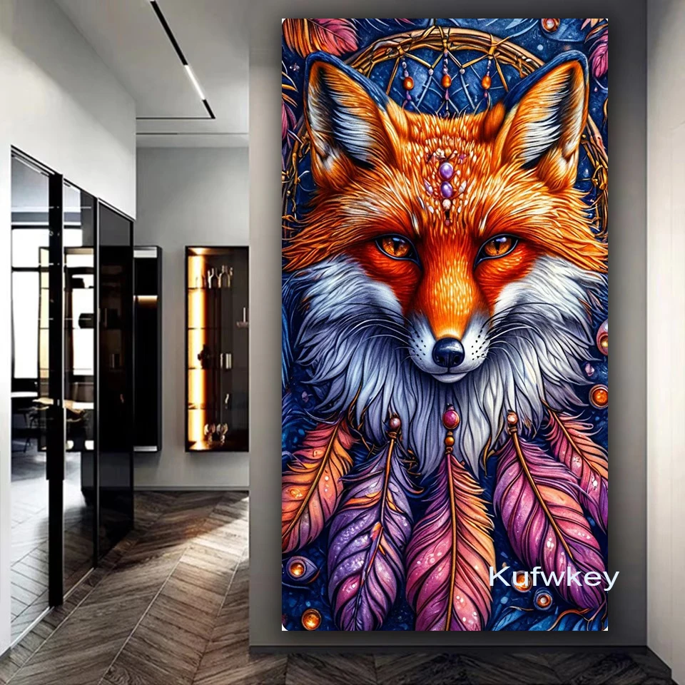 New Dream Chaser Feathered Fox Diy Diamond Painting New 2025 Full Square Round Diamond Embroidery Picture Mosaic For Home Decor