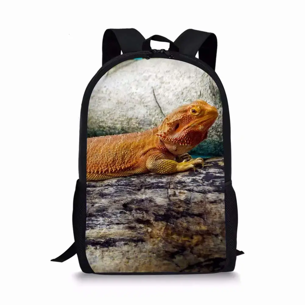 Sac à dos imprimé dragon barbu mignon pour enfants, cartable décontracté pour adolescents, sacs à main initiés, sacs d\'école pour garçons et filles