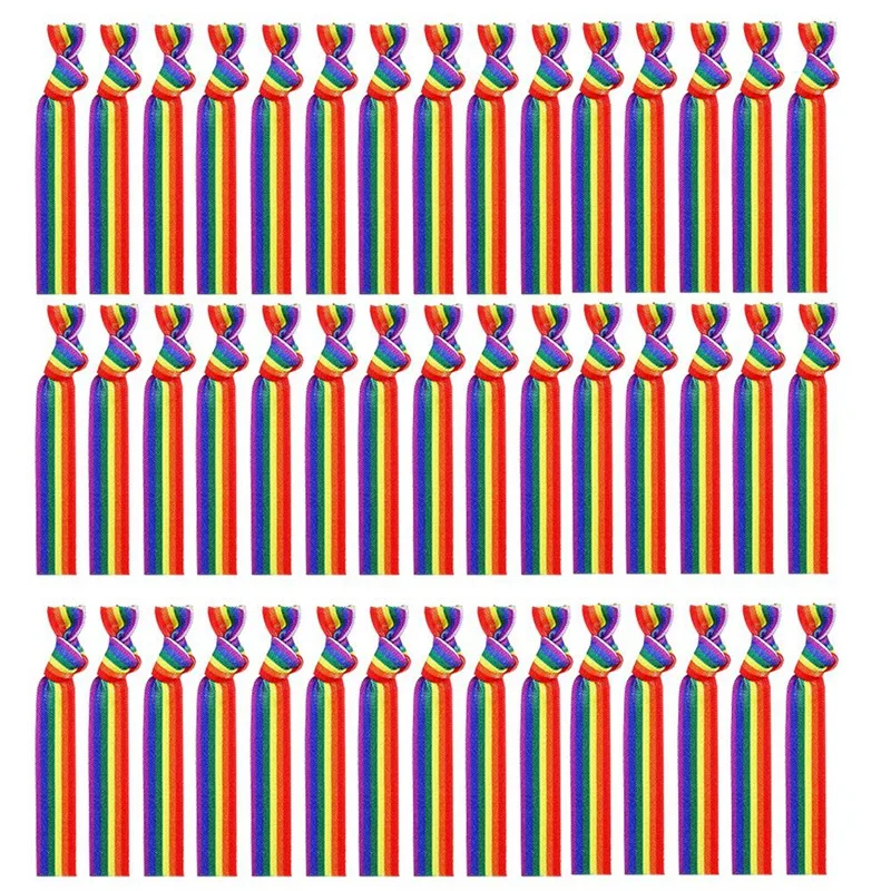 100PCS Pride Month Unisex Rainbow Bandana Gay Pride Handkerchief Wristband Wrist Strap Wrist Band