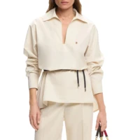 CHCH, blusa lisa elegante para mujer, Primavera Verano, informal, manga larga, cuello en V, camisa holgada, túnicas de oficina para mujer, Tops de moda 2025