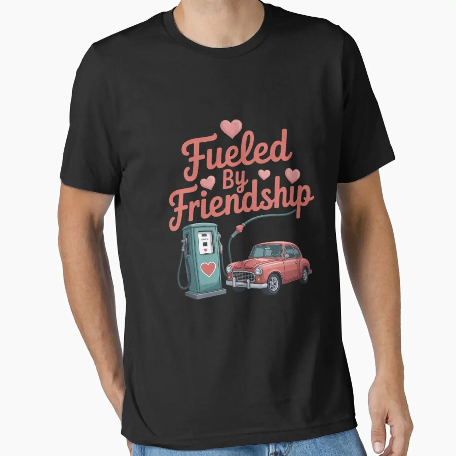 Fueled by Friendship Team Awesome Novelty Essential T Shirt vintage Washed homme Soft graphic Casual Stretched Comfortable