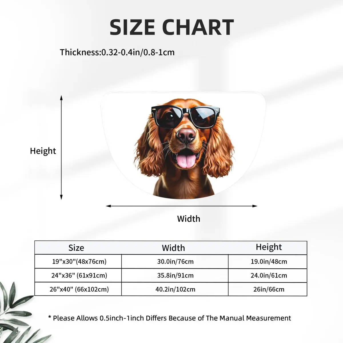 Funny Cool Cocker Spaniel Wearing Sunglasses Soft Flannel Half Round Doormat Non Slip Bathroom Mat Absorbent Floor Carpet