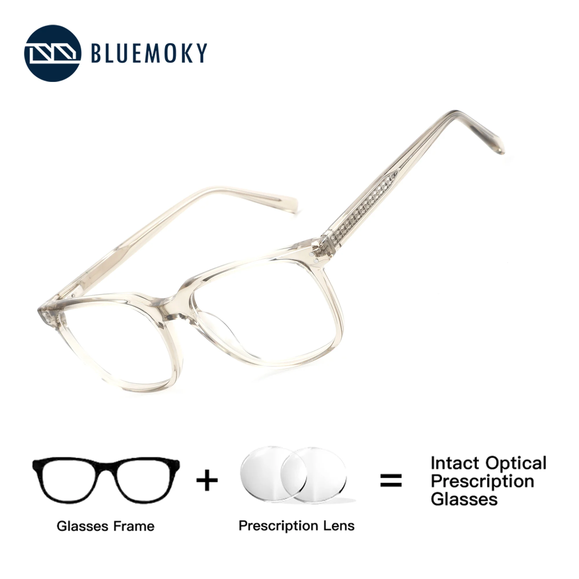 BLUEMOKY M Size Square Prescription Eyewear for Men Acetate Anti Blue Light Progressive Myopia Optical Magnifying Glasses
